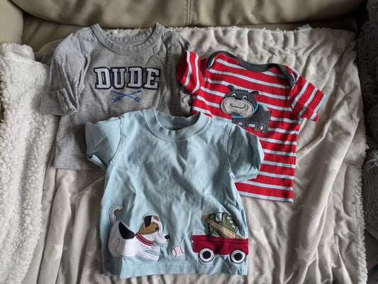 Gymboree and Carter's short sleeve t shirts (3), Kids 6 Month (3-6M)