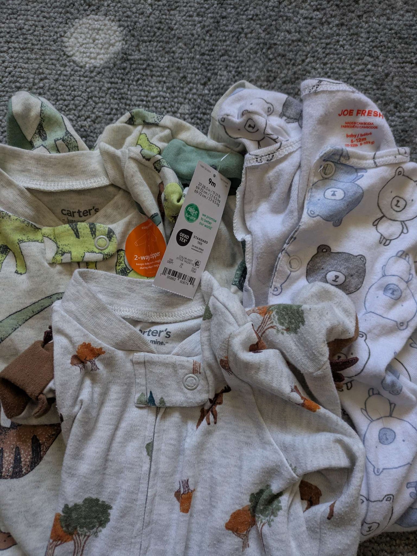 3 pairs of pj's - 1 new with tags - Carter's and Joe fresh , Kids 9 Month (6-9M)