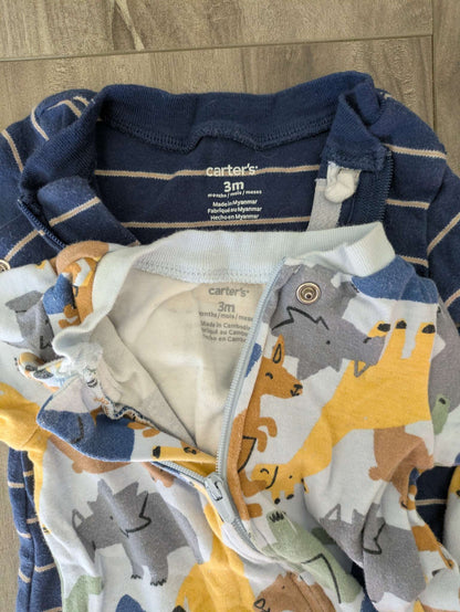 Carter's 3mo zipper pjs, Kids 3 Month (0-3M)