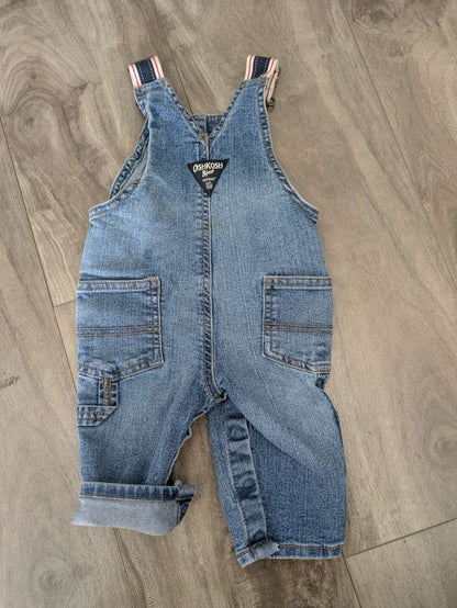 Osh kosh overalls with striped straps, Kids 6 Month (3-6M)