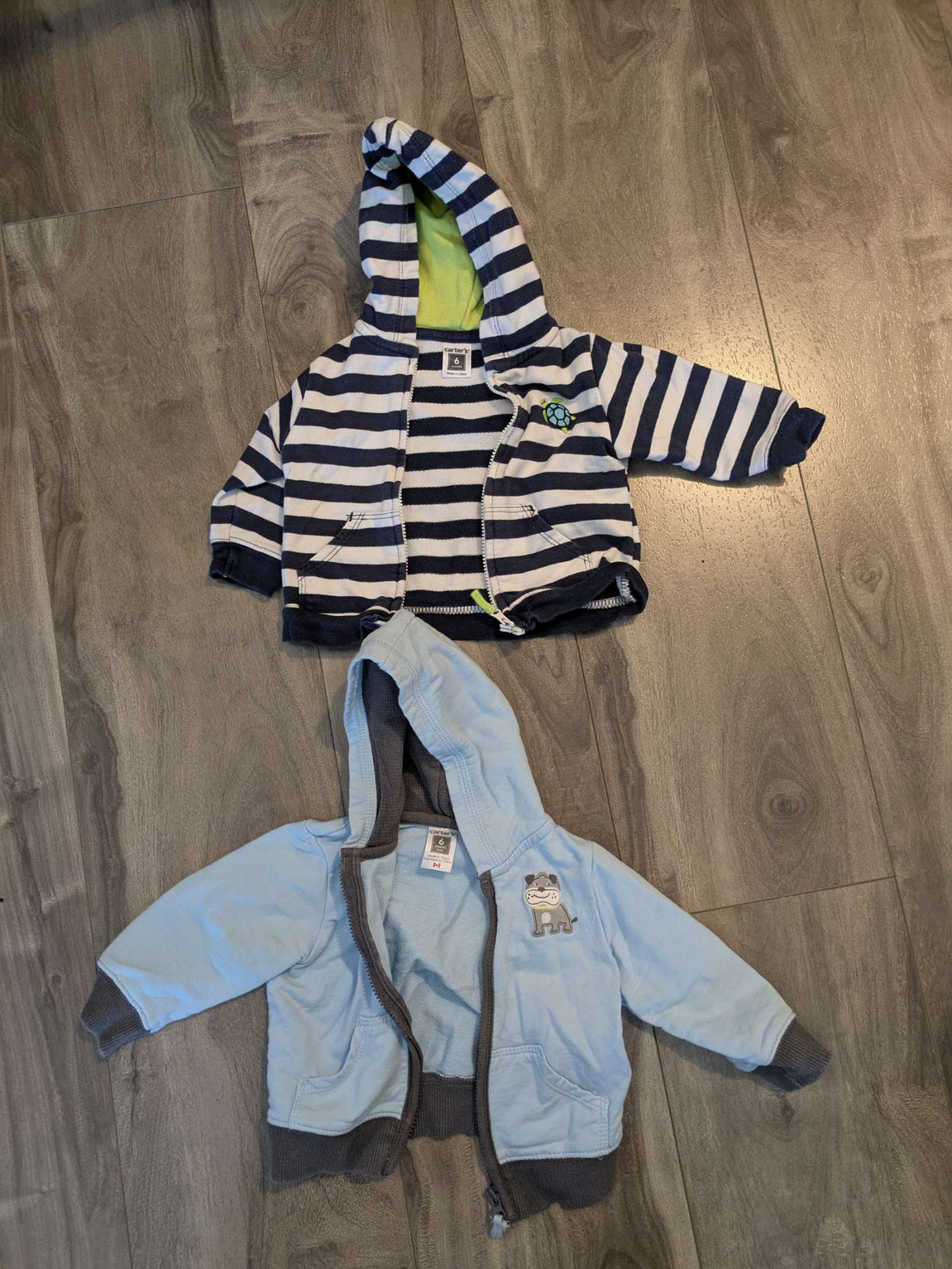 2 long sleeve zip tops - 6mo, Kids 6 Month (3-6M)