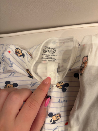 3x Newborn Disney Baby Sleepsuits – Bambi, Thumper & Mickey, Kids Newborn