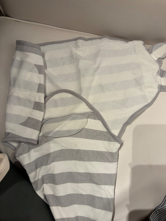 Grey & White Striped Baby Swaddles – 2 Pack – 0–3M, 0-3 Months (Newborn)