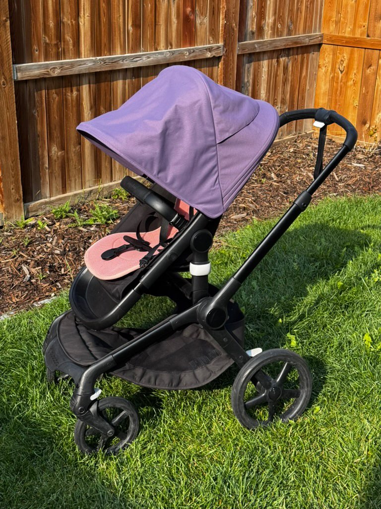 Bugaboo Fox 5 Stroller with Bassinet — Two Canopies, Purple and Black