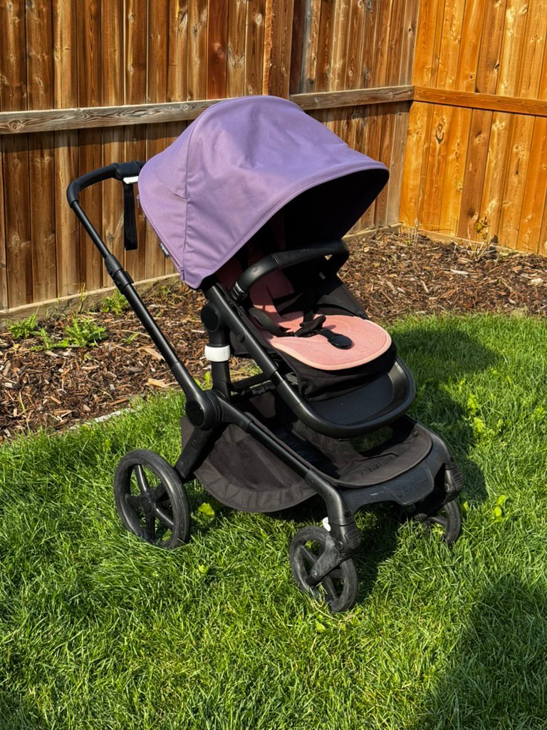 Bugaboo Fox 5 Stroller with Bassinet — Two Canopies, Purple and Black