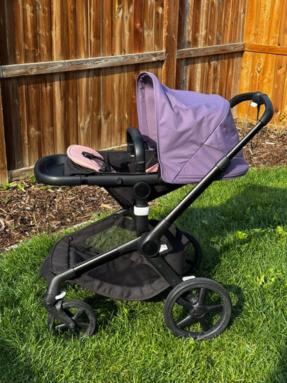 Bugaboo Fox 5 Stroller with Bassinet — Two Canopies, Purple and Black