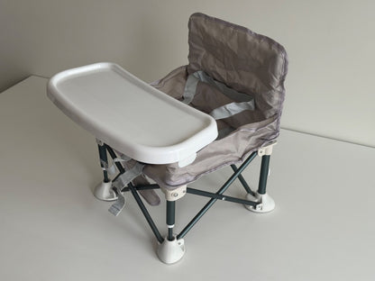 Folding Travel Booster Seat with Tray, Grey
