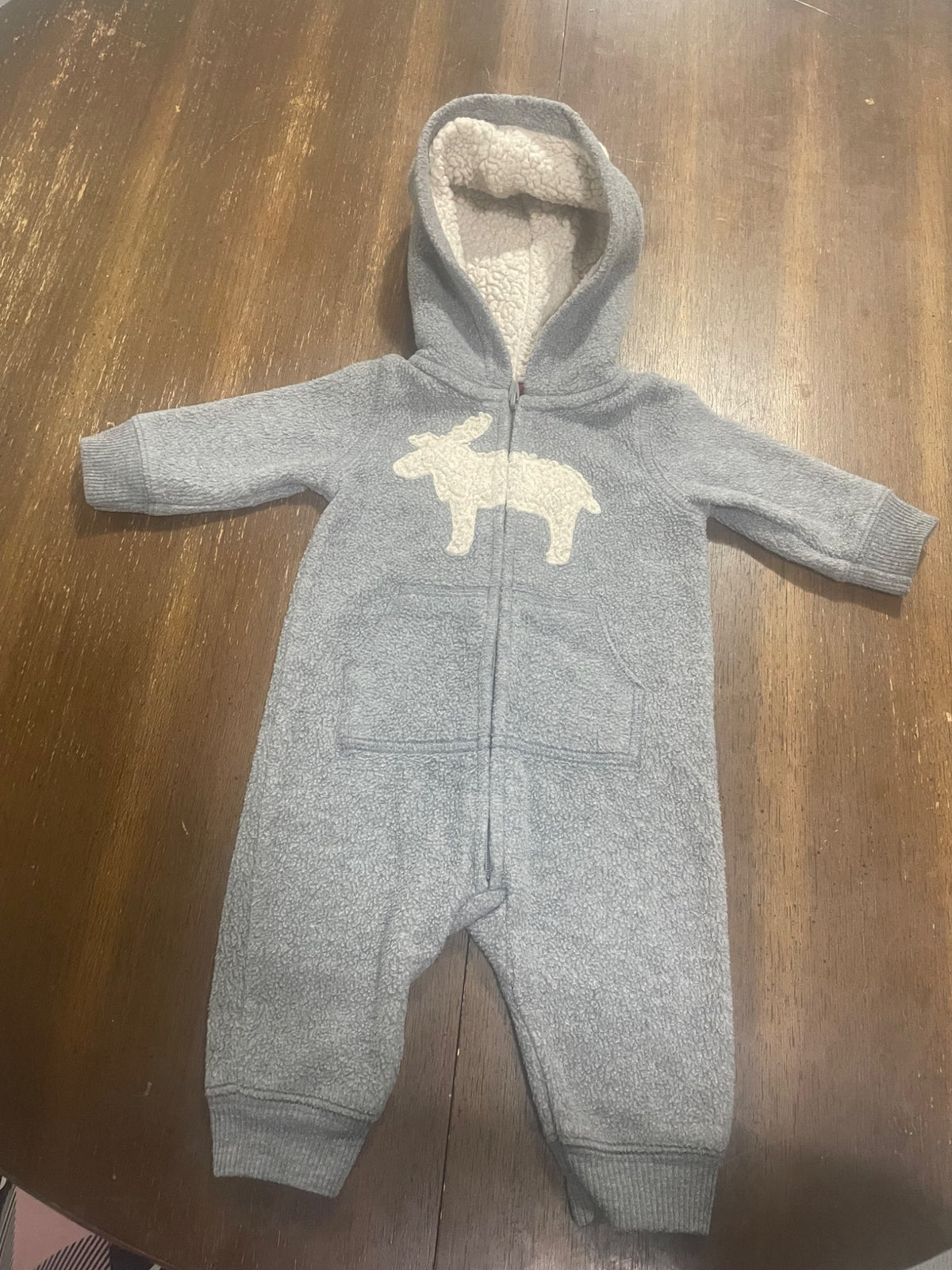 Grey Romper(0 - 3months), Kids 3 Month (0-3M)