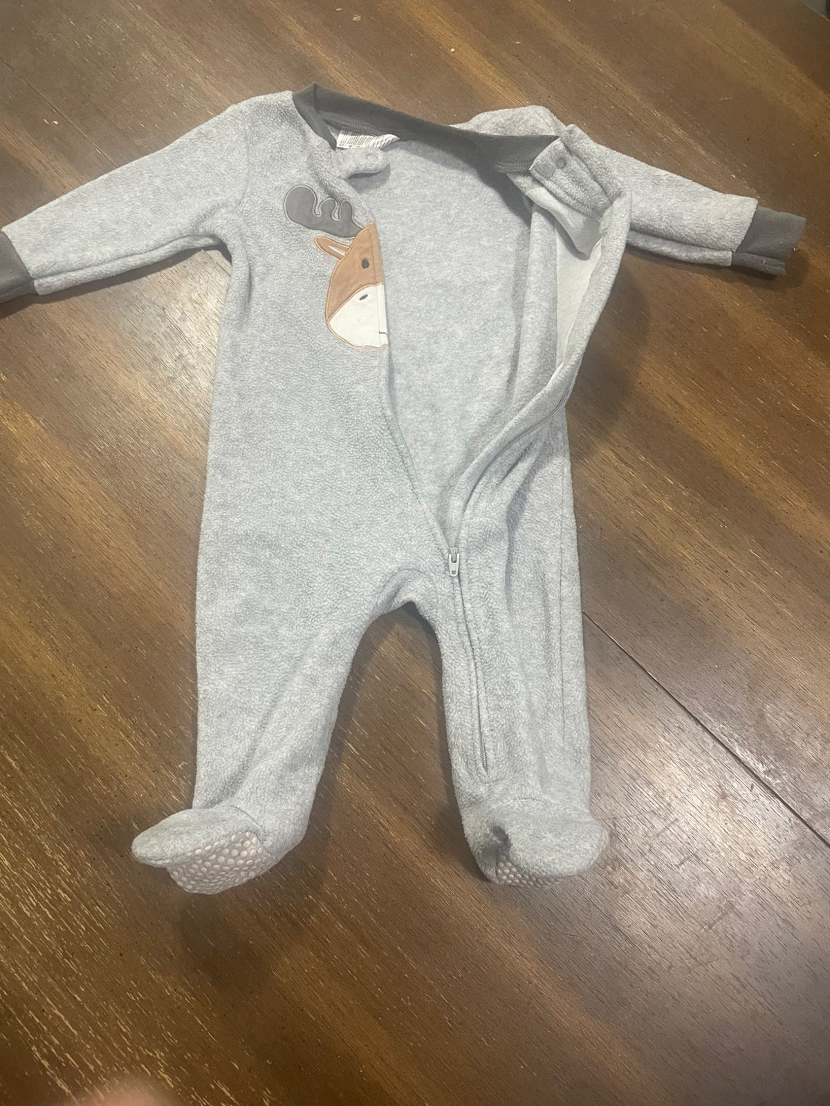 Gray Reindeer Romper , Kids 9 Month (6-9M)