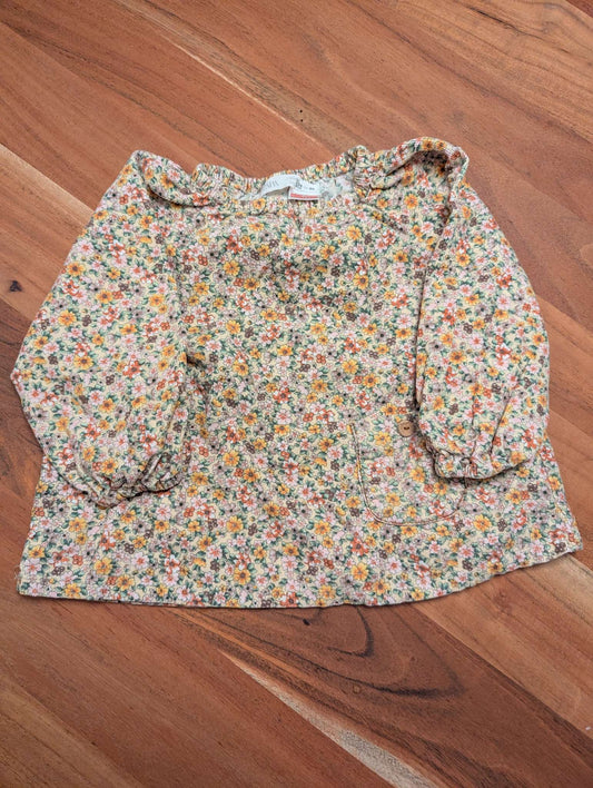 Zara shirt floral 9-12 months , Kids 12 Month (9-12M)