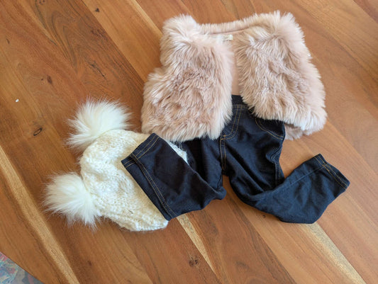 12-18 month girl outfit  fall (vest,pants,hat), Kids 18 Month (12-18M)