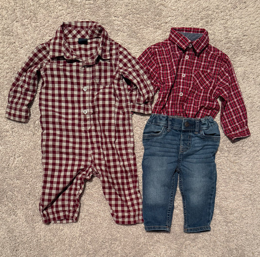 Plaid 6-9 Month Baby Boy Outfit Bundle, Kids 9 Month (6-9M)