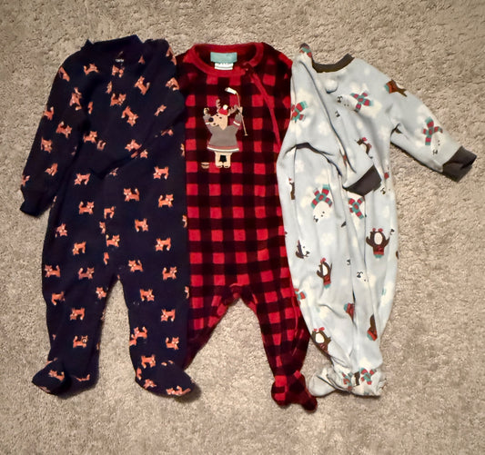 Bundle of 3 Fleece Footed Animal Onesies (9 Months), Kids 9 Month (6-9M)