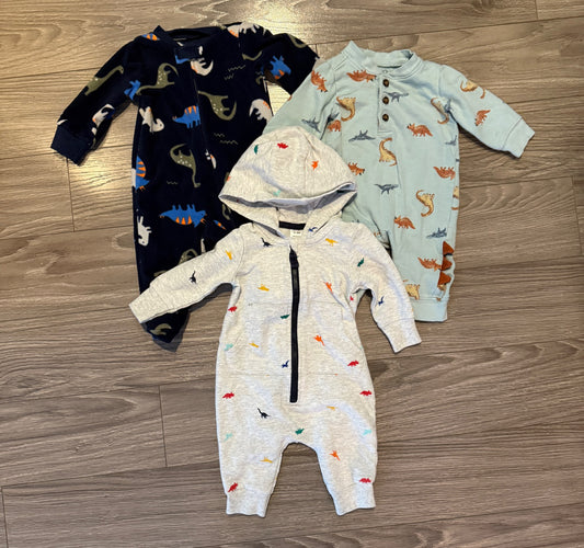 Dinosaur Onesie/Romper Set (0-3 Months), Kids 3 Month (0-3M)