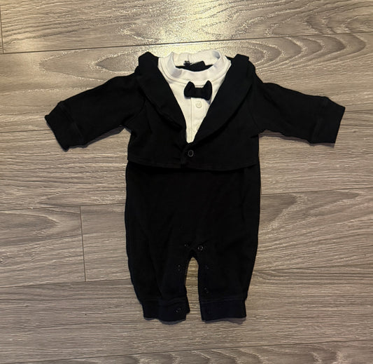 Baby tuxedo romper (0-3 months)., Kids 3 Month (0-3M)