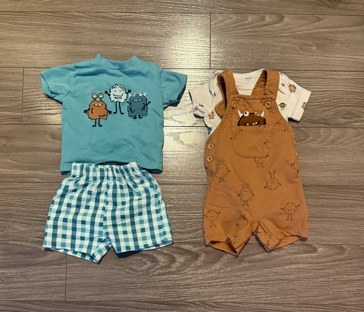 Two Matching Sets of Monster-Themed Outfits for Boys - 3 Months, Kids 3 Month (0-3M)