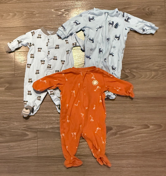 3 Animal-Themed Pekkle Onesies - 3 Months, Kids 3 Month (0-3M)