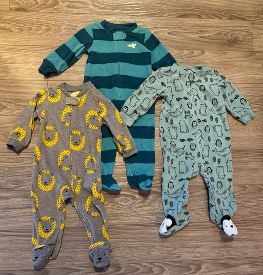 3 Pack of Fleece Footed Onesies (6-9 Months)