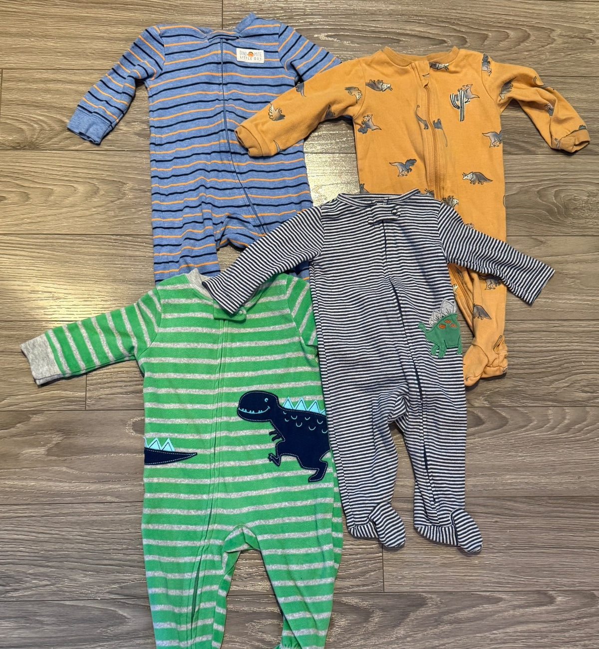 Pack of 4 Dinosaur Footed Onesies (6 Months), Kids 6 Month (3-6M)
