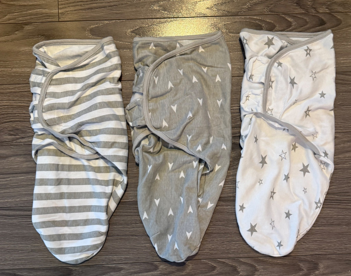 Set of 3 Bublo Baby Velcro Swaddles (7-14 lbs), 0-6 Months (Small)