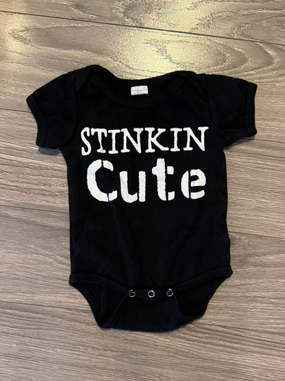 Yellow Shirt and ‘Stinkin’ Cute’ Onesie (0-6 Months)