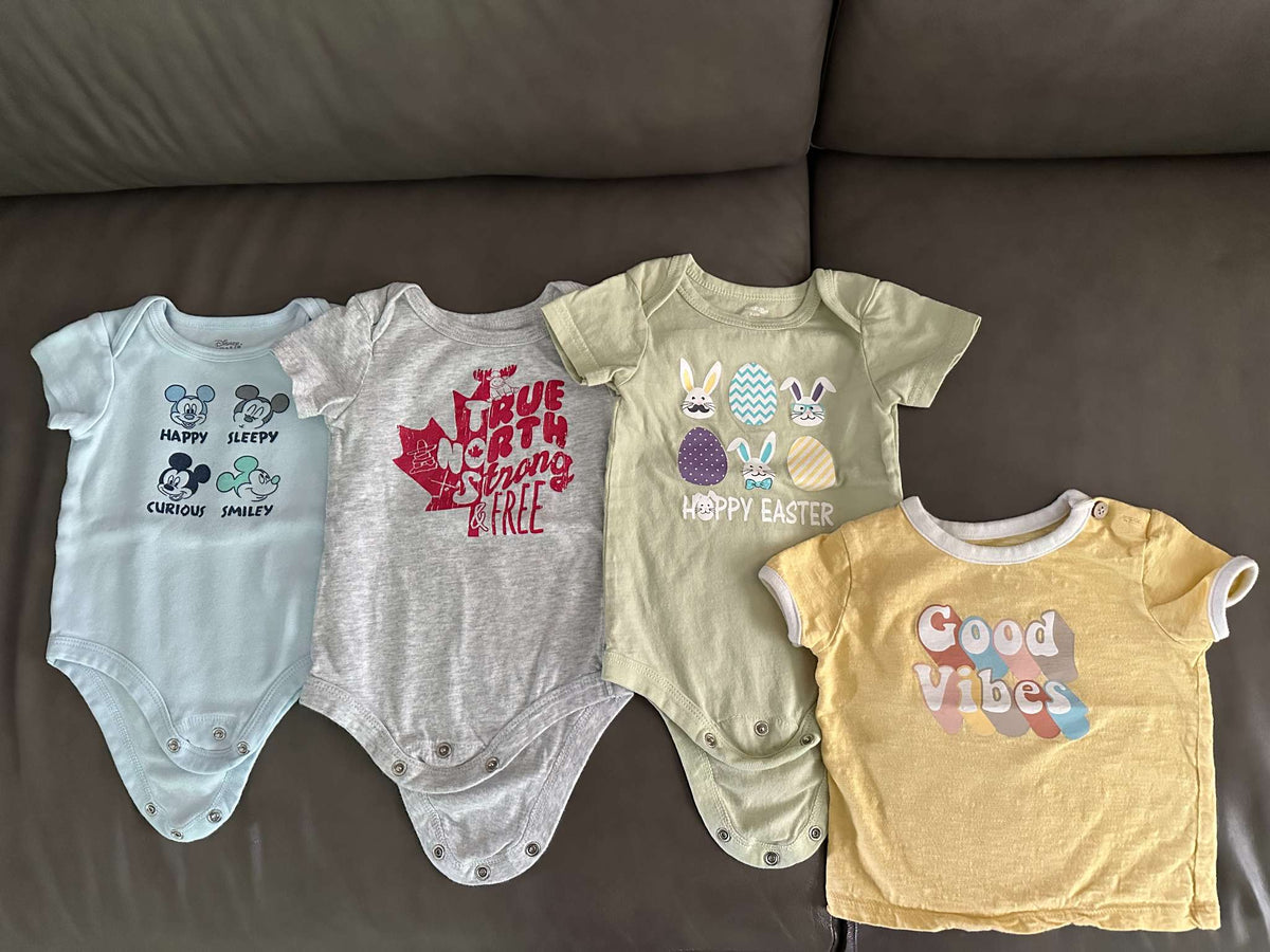 Bundle of 3 onesies and a shirt, 3-6 months size, Kids 6 Month (3-6M)