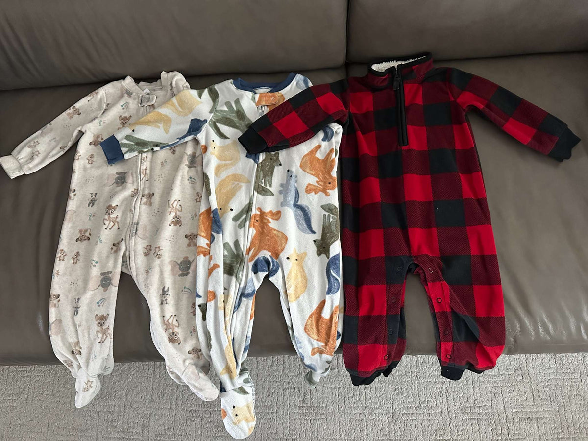 Bundle of 3 fleece sleepers, 12-18months size, Kids 18 Month (12-18M)