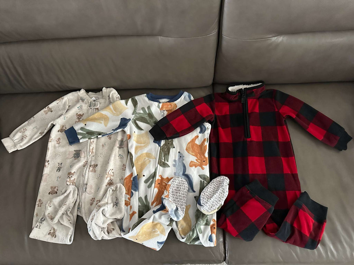Bundle of 3 fleece sleepers, 12-18months size, Kids 18 Month (12-18M)