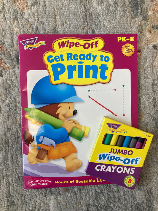 Get Ready To Print - Wipe Off workbook and wipe off Crayon Set