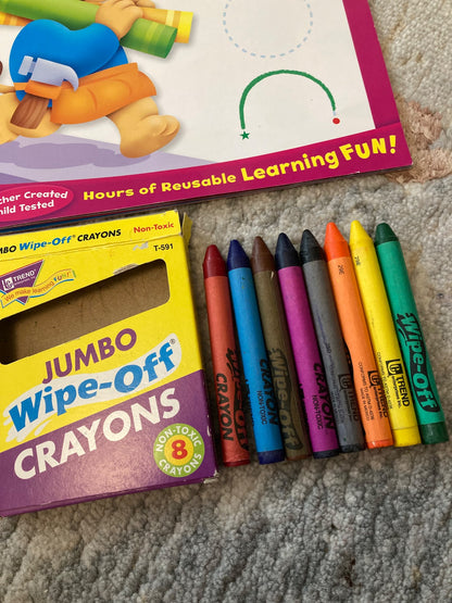 Get Ready To Print - Wipe Off workbook and wipe off Crayon Set