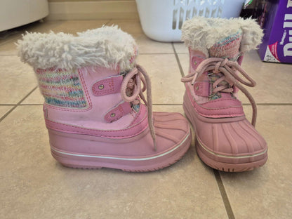 Pink & Pastel Knit Winter Snow Boots - Size 7T, Shoes 7 (Walkers:12-24 mth)