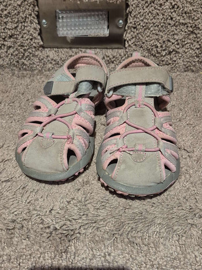 Grey & Pink Closed-Toe Athletic Sandals - Size 7T, Shoes 7 (Walkers:12-24 mth)