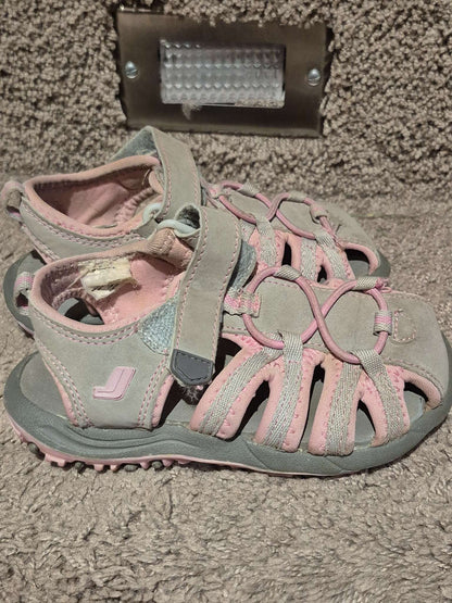 Grey & Pink Closed-Toe Athletic Sandals - Size 7T, Shoes 7 (Walkers:12-24 mth)