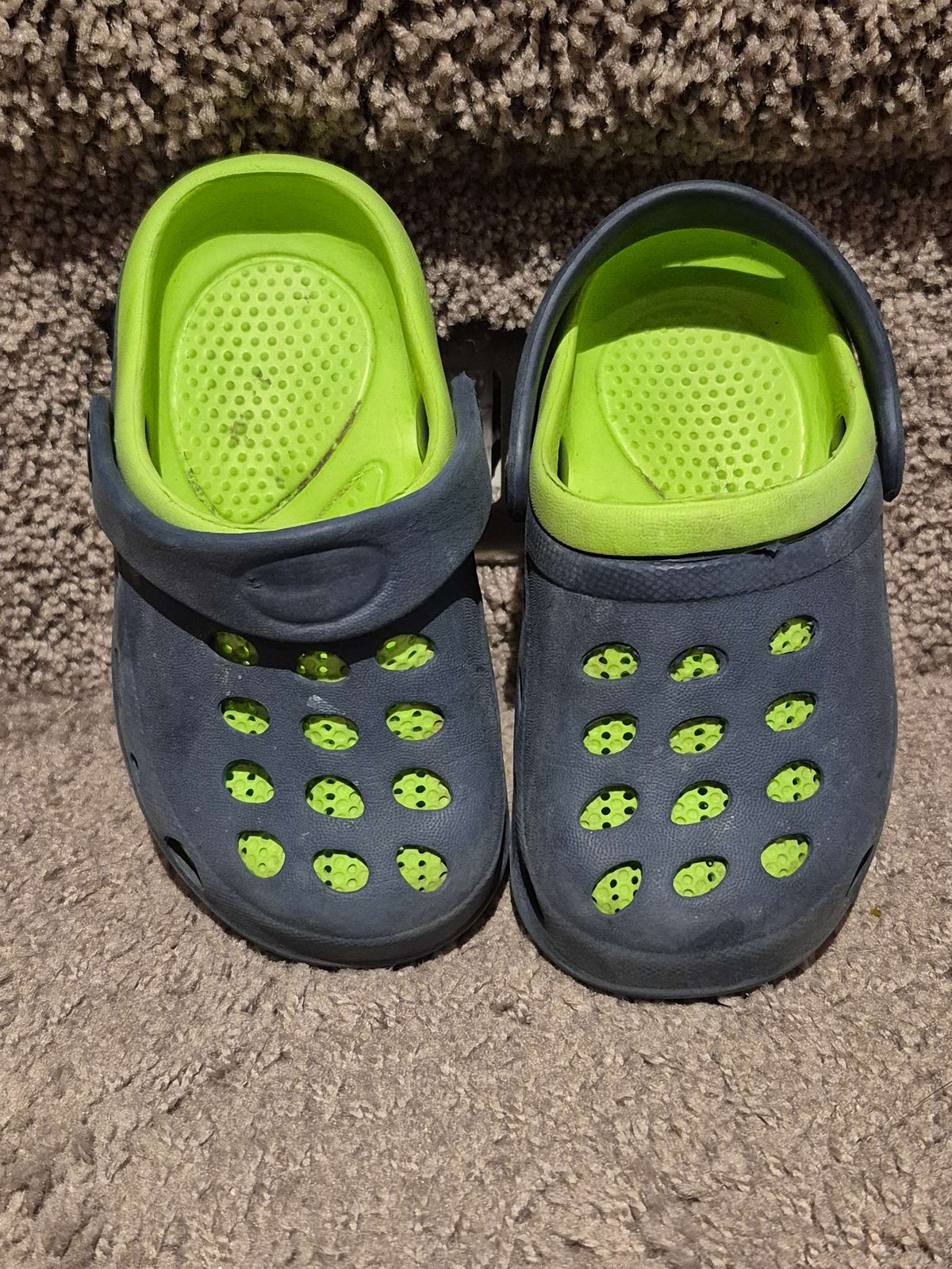 Blue and Green Crocs-Style Slip-On Sandals - Size 7T, Shoes 7 (Walkers:12-24 mth)