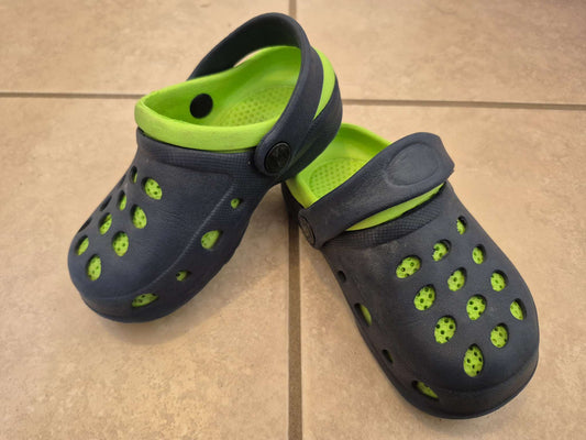 Blue and Green Crocs-Style Slip-On Sandals - Size 7T, Shoes 7 (Walkers:12-24 mth)