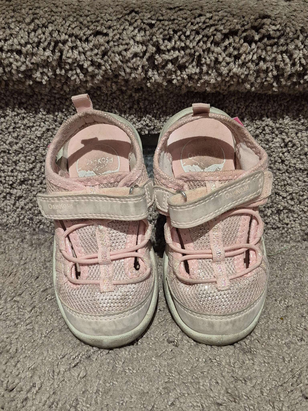 Pink Glitter Closed-Toe Sandals - Size 7T, Shoes 7 (Walkers:12-24 mth)