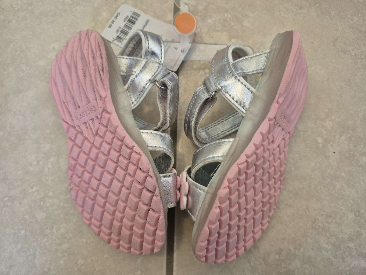 Carter's Silver & Pastel Flower Sandals - Size 7T (NWT), Shoes 7 (Walkers:12-24 mth)