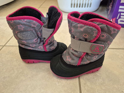 Kamik Snowbug 3 Pink & Grey Winter Boots - Size 7T, Shoes 7 (Walkers:12-24 mth)