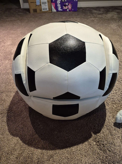 2-Piece Faux Leather Soccer Ball Toddler Armchair & Footrest Set