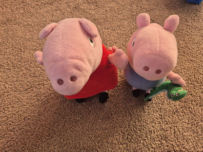 Peppa Pig & George Plush Bundle - 2-Piece Sibling Set with Mr. Dinosaur (7")