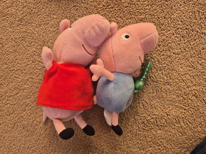Peppa Pig & George Plush Bundle - 2-Piece Sibling Set with Mr. Dinosaur (7")