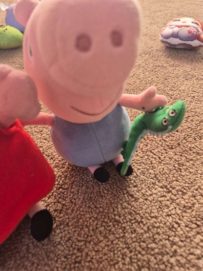 Peppa Pig & George Plush Bundle - 2-Piece Sibling Set with Mr. Dinosaur (7")