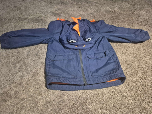 Boys/Unisex Navy Blue & Orange Dinosaur Hooded Windbreaker (Size 3T), Kids 3T