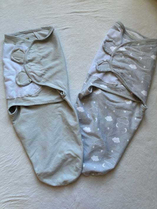 2 small/med (0-3m) Mama Cheetah Velcro swaddles, 0-6 Months (Small)