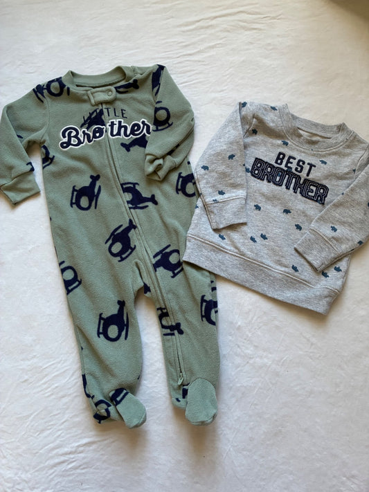 “Brother” Fleece Onesie and Sweater, 6month , Kids 6 Month (3-6M)