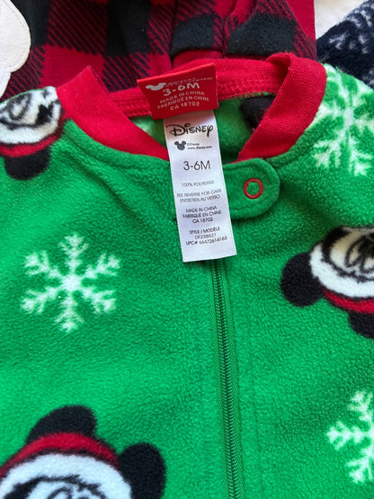 3 Warm Christmas Footed Onesies, 3-6 months , Kids 6 Month (3-6M)