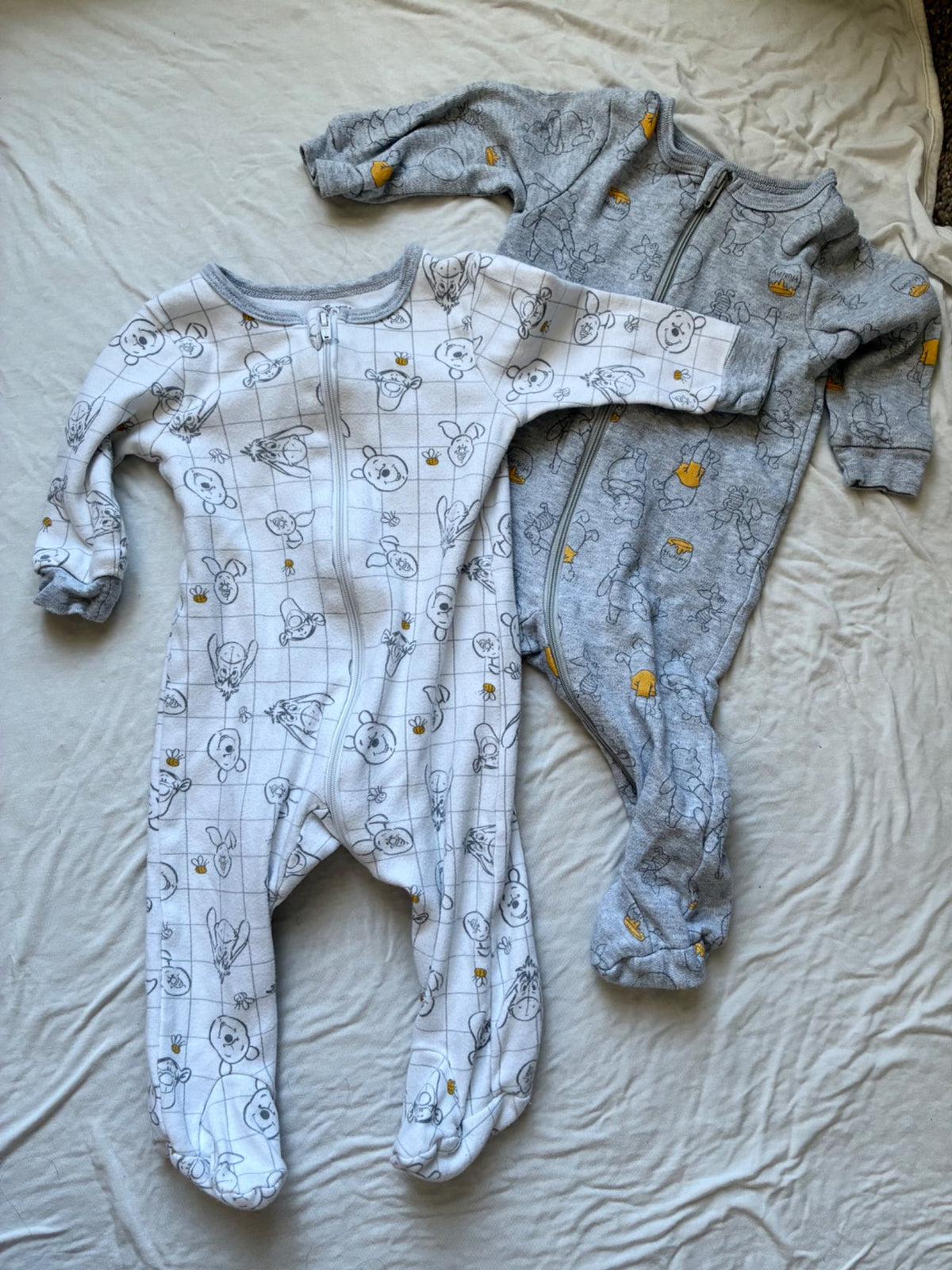 Set of 2 Winnie the Pooh Footed Onesies, 3-6 months, Kids 6 Month (3-6M)