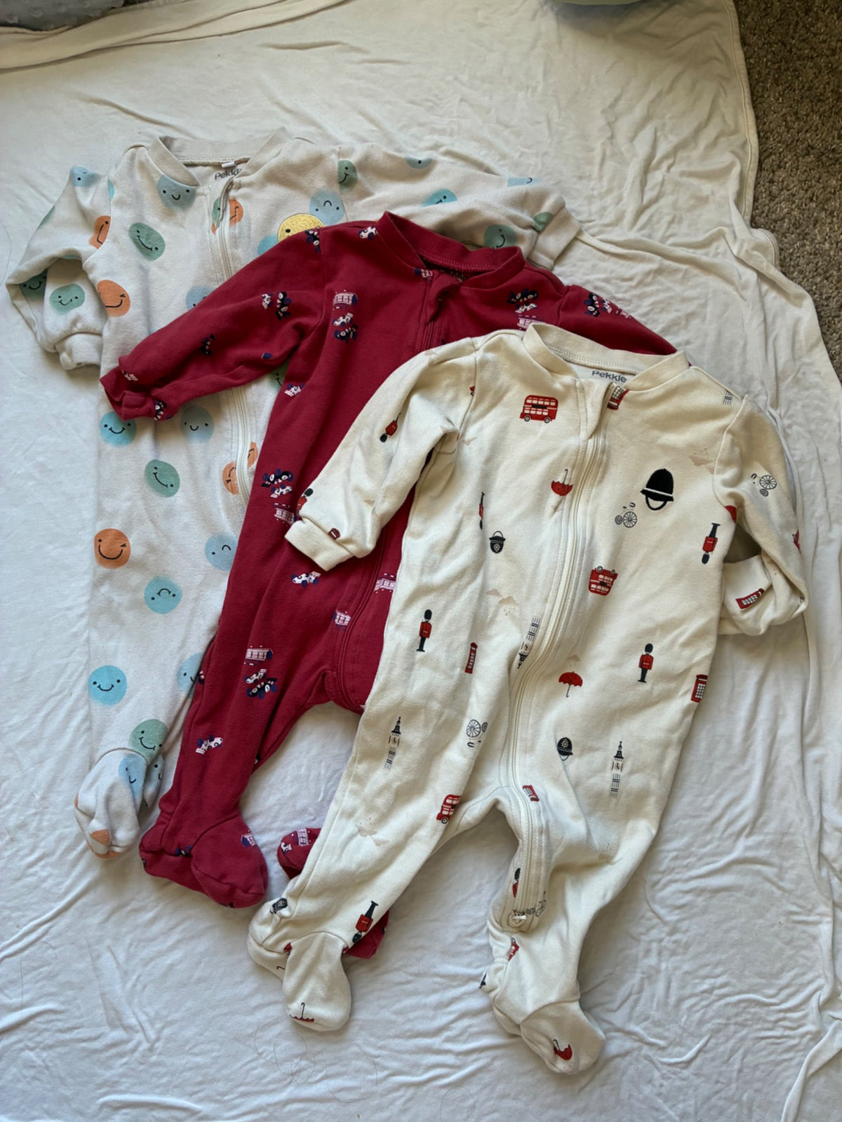 3 Pekkle 6 month footed sleepers, Kids 6 Month (3-6M)