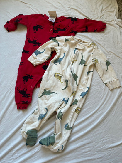 2 3-6 month sleepers, one footed, one romper , Kids 6 Month (3-6M)