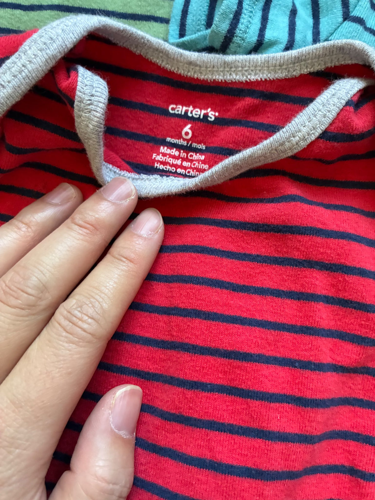 Set of 3 Striped Carter’s 6 month onesies , Kids 6 Month (3-6M)